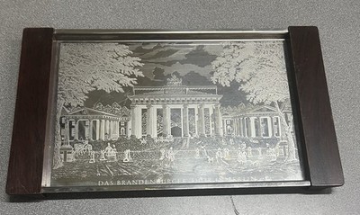 Vintage Das Brandenburger In Berlin Mirrored Tray 9x5 