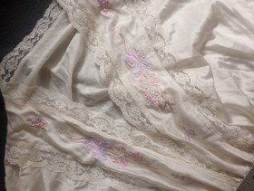 Pinehurst Lingerie S Cream Wedding Silky Nylon Lace Victorian 50s Coquette VTG 
