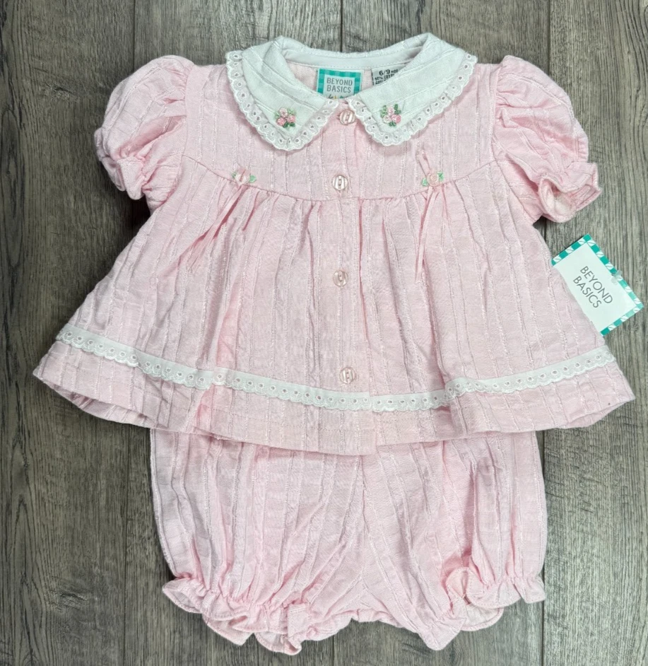 Baby Girl Clothes New Vintage Beyond Basics 6-9 Month 2pc Outfit