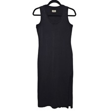 Pact XS Black Tank Maxi Dress Side Slit Organic Cotton Capsule Casual Travel