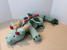 Crochet Dragon Plush, 32  long multicolor