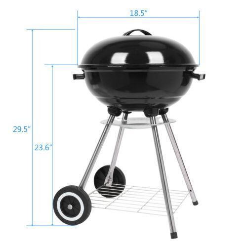 18" Round Kettle Charcoal BBQ - 18 Inch Barbecue Grill Oven With Wheel