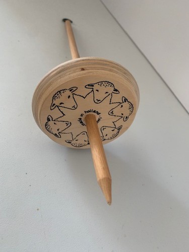 Louet Low Whorl Drop Spindle with Sheep Design 12"