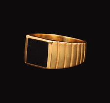 Natural Black Onyx Ring Sterling Silver Gold Plated Handmade Gemstone Jewelry