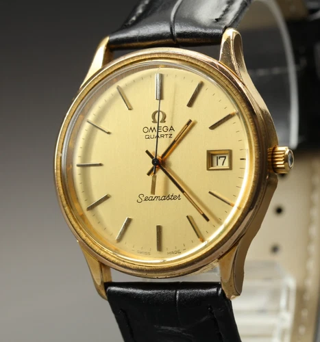 1977 Exc+5 OMEGA Seamaster 196.0106 34mm Quartz Cal.1342 Gold Dial Men's Vintage