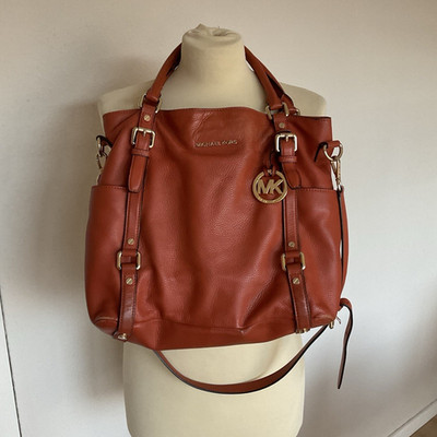 Michael Kors Damen Schultertasche Leder Orange Magnetverschluss abnehmbar Logo