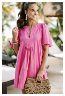 pink theory dress Just A Theory Pink Coastal Print Cotton Dress Shop the Mint