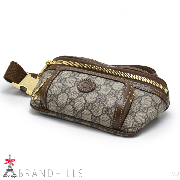 Gucci GG Supreme Beige Ebony Mens Belt Bag 682933