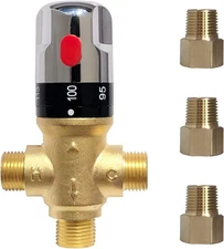 Thermostatic Mixing Valve with 1/2 NPT Male Fittings Water Temperature Control