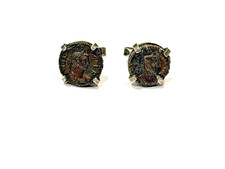 MERRRIN STERLING SILVER ANCIENT ROMAN COINS CUFFLINKS PAIR UNUSUAL RARE FIND