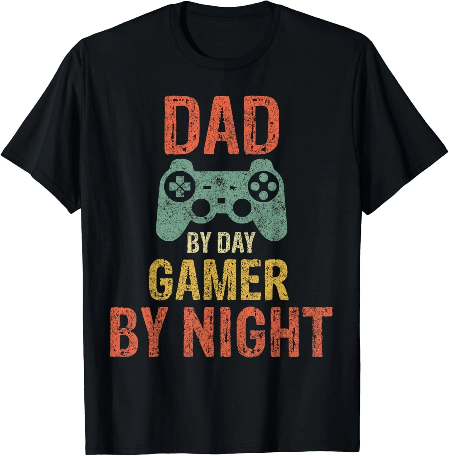 Funny Dad By Day Gamer By Night Black T-Shirt