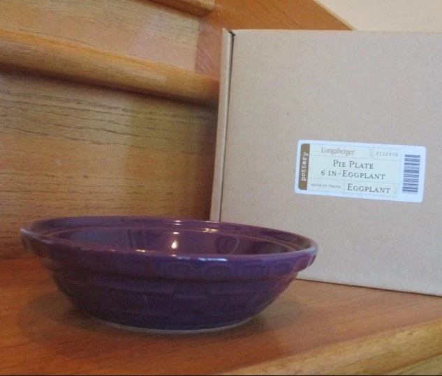 Longaberger Pie Plate 6" Deep Dish Eggplant Purple New