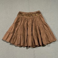 GAP Kids Skirt Girls Size Small Fairy Chocolate Brown Beaded Waist Pleated Boho