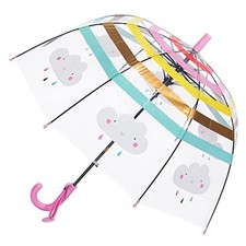 Kids Clear Umbrellas for Rain Dome Bubble Umbrella Windproof for Rainbow-Pink