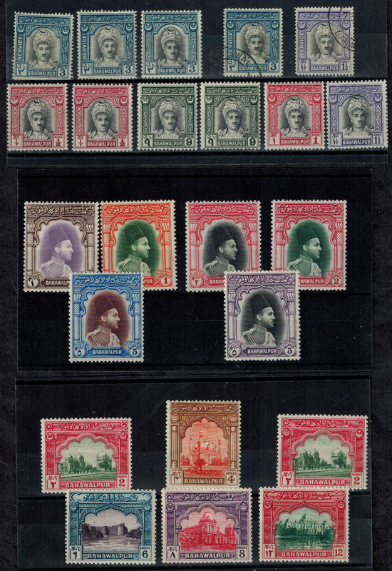Pakistan Bahawalpur 1948 SG 19-32, 35-38 The Two Sets w/ Extras Mint & Used GEM