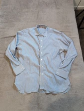 Turnbull & Asser Men's Dress Shirt Size Large French Cuff Blue Stripe London 