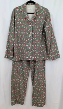 PJ Salvage Mushroom Cotton Flannel Pajama Set Womens size Medium