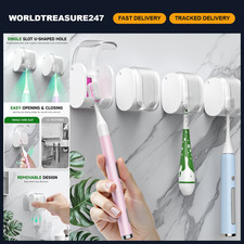 4 Pcs Wall Mounted Toothbrush Holders, Self-Adhesive, Waterproof Dustproof, Tr