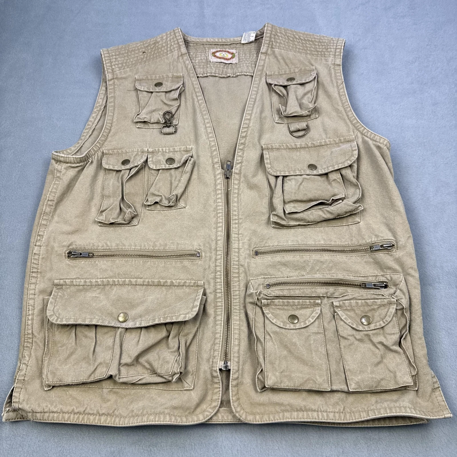 Vintage Banana Republic Vest Mens Large Beige Cotton Utility Travel Safari 80s