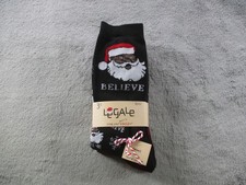 Legale Socks Mens Size 8-12 Black Red Christmas Believe Santa 3 Pair Pack