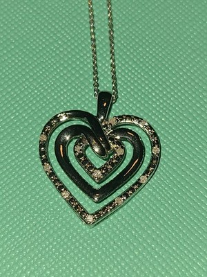 Bridge Diamond 1/10 Cttw Sterling Silver Heart Necklace