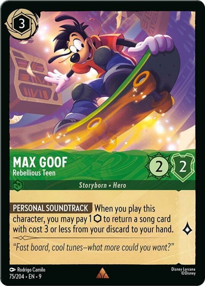 1x Max Goof - Rebellious Teen - 75/204 - Rare NM-Mint Disney Lorcana: Fabled Lor