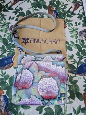 Anuschka Hand Painted Crossbody Bag Hypnotic Hydrangea Purse Floral Spring