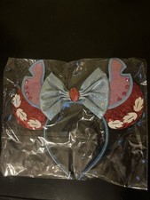 Lilo Stitch Inspired Mouse Ears Headband Red Sequin Blue Bow NEW