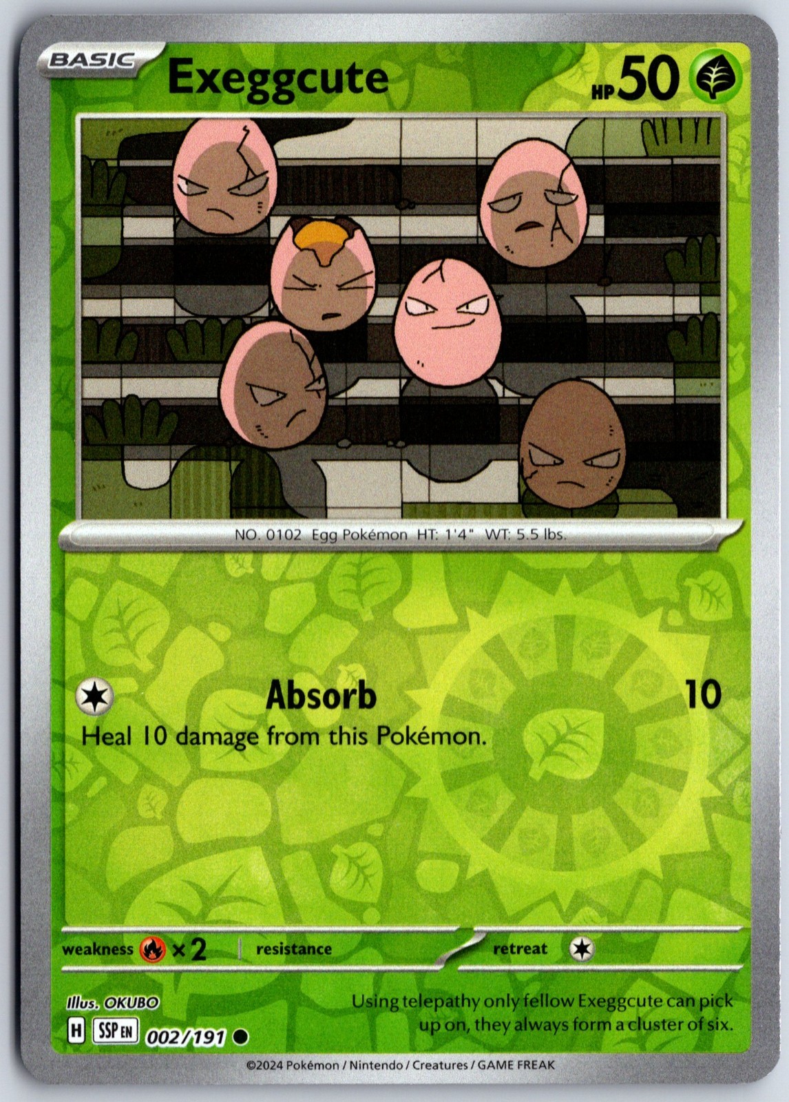 Exeggcute 002/191 Sv08: Surging Sparks Reverse Holo Common English NM