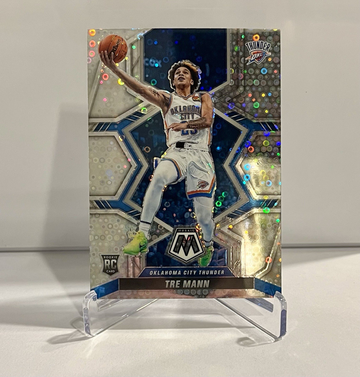 2021-22 Panini Mosaic Thunder Tre Mann Silver Disco Prizm Rookie RC #212