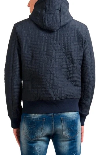 Versace Collection Men's Blue Button Up Insulated Hooded Windbreaker US M IT 50 image 3