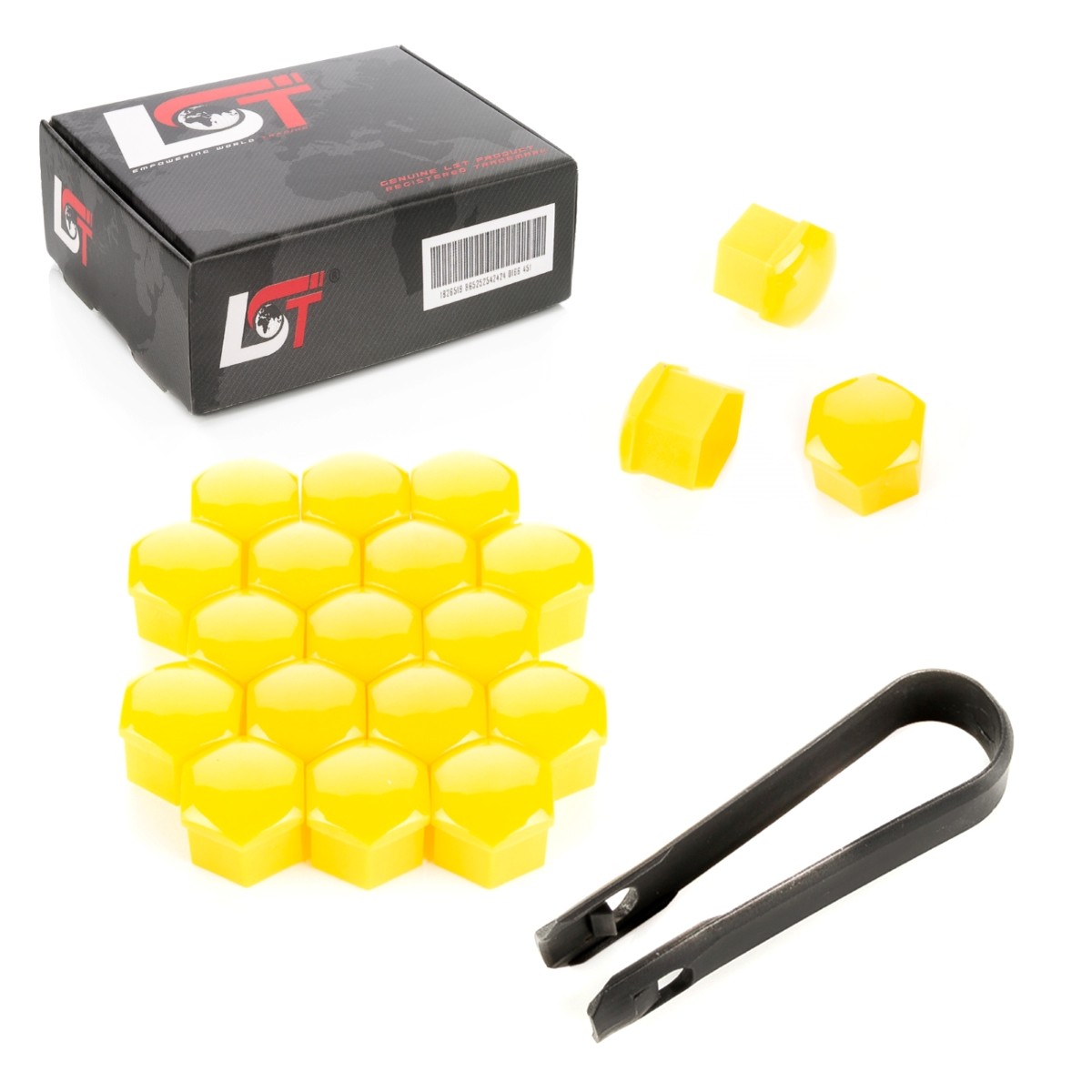 20X Wheel Lug Nut Covers Hex Caps 17Mm Yellow For VW Golf Jetta