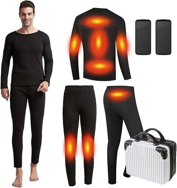 Men's Electric Heated Thermal Underwear Set with Power Bank USB - Size X-Large