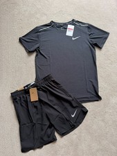 Nike Miler Dri-FIT Matching Black T-Shirt & Shorts Set in Size Large BRAND NEW