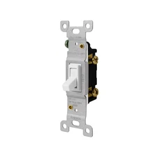 15 Amp Single Pole Toggle Light Switch with Wall Plate, White (3-Pack)