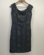 Jessica Howard Scalloped Sheath Dress Lace Women's Black/Gold Size 6 Overlay