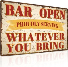 Open for Business Vintage Bar Decor Pub Welcome Tin Metal Signs Home D cor 8x12