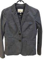 NEW J. Crew Women Schoolboy Jacket Cotton Lined Blue Polkadot Sz 00
