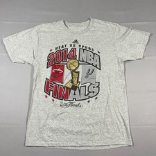 Adidas T Shirt Mens Large Heather Gray Heat Vs Spurs 2014 NBA Finals Basketball