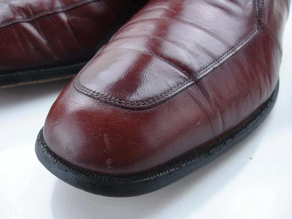 Hombres 12 D M Florsheim Imperial Botines Vestido Marrón Cuero Hebilla De Colección Años 70 Foto 3 de 4