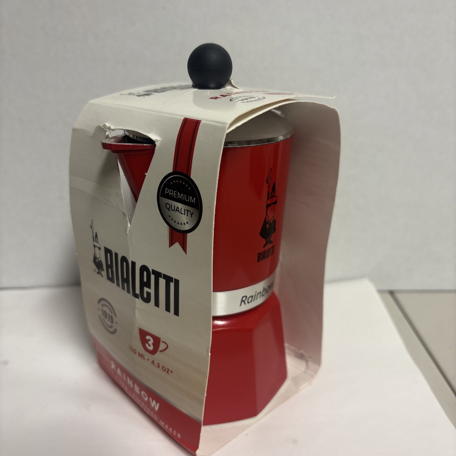 Moka Pot 3 Cups 4.3 Oz - 130 Ml Aluminium Red