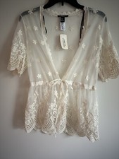 forever 21 top Lace Cardigan white size M  NWT