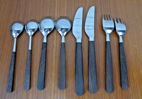 Posate vintage Mid-Century Hackman Finlandia 8 pezzi palissandro/acciaio Bertel Gardberg - Foto 7 di 9