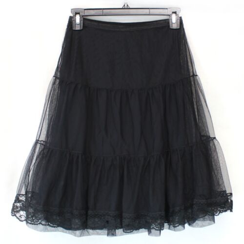 Free People Black Babydoll Lace Lined Layered goth Wednesday Skirt XS - Picture 4 of 7