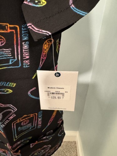 New Cherokee Caring Essentials Nursing Nurse scrub top Black Neon Extra Small XS - Picture 5 of 12
