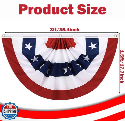 8 Stück USA Plissee Fächer Flagge, 1,5 x 3 Fuß American US Patriotic Wimpel Flaggen - Bild 2 von 5