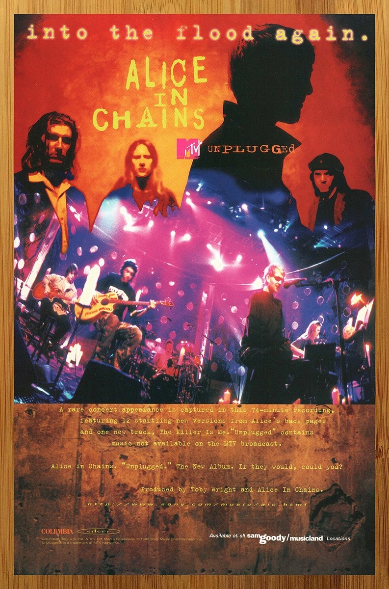 1996 Alice in Chains Unplugged Print Ad/Poster MTV Grunge CD LP