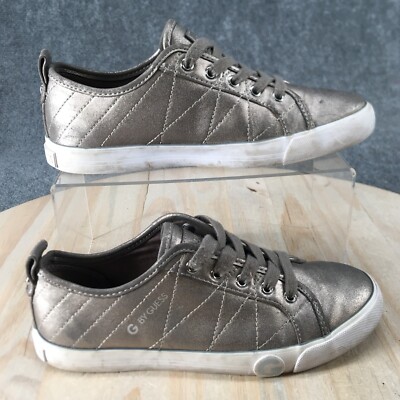 G By Guess Shoes Womens M Gorfin Sneakers Silver Faux