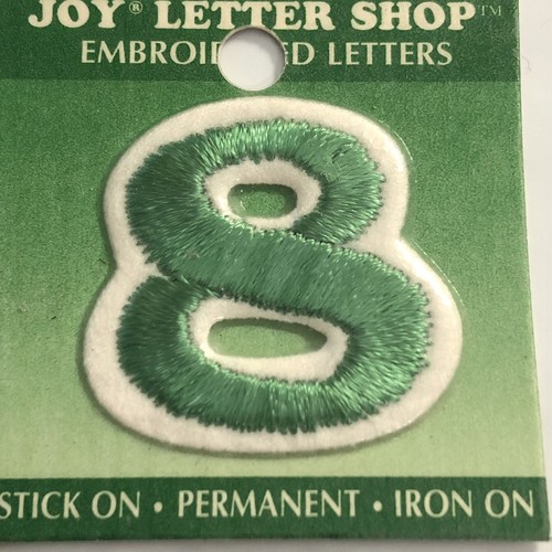 Joy Letter Shop Verde Número 8 1,5"" Parche Bordado Parche Aplique Artesanía - Imagen 2 de 5