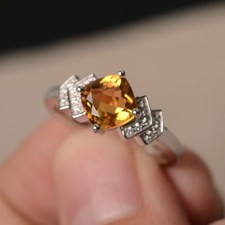 2ct Lab-Created Yellow Citrine Proposal Engagement Ring 18k White Gold Plated